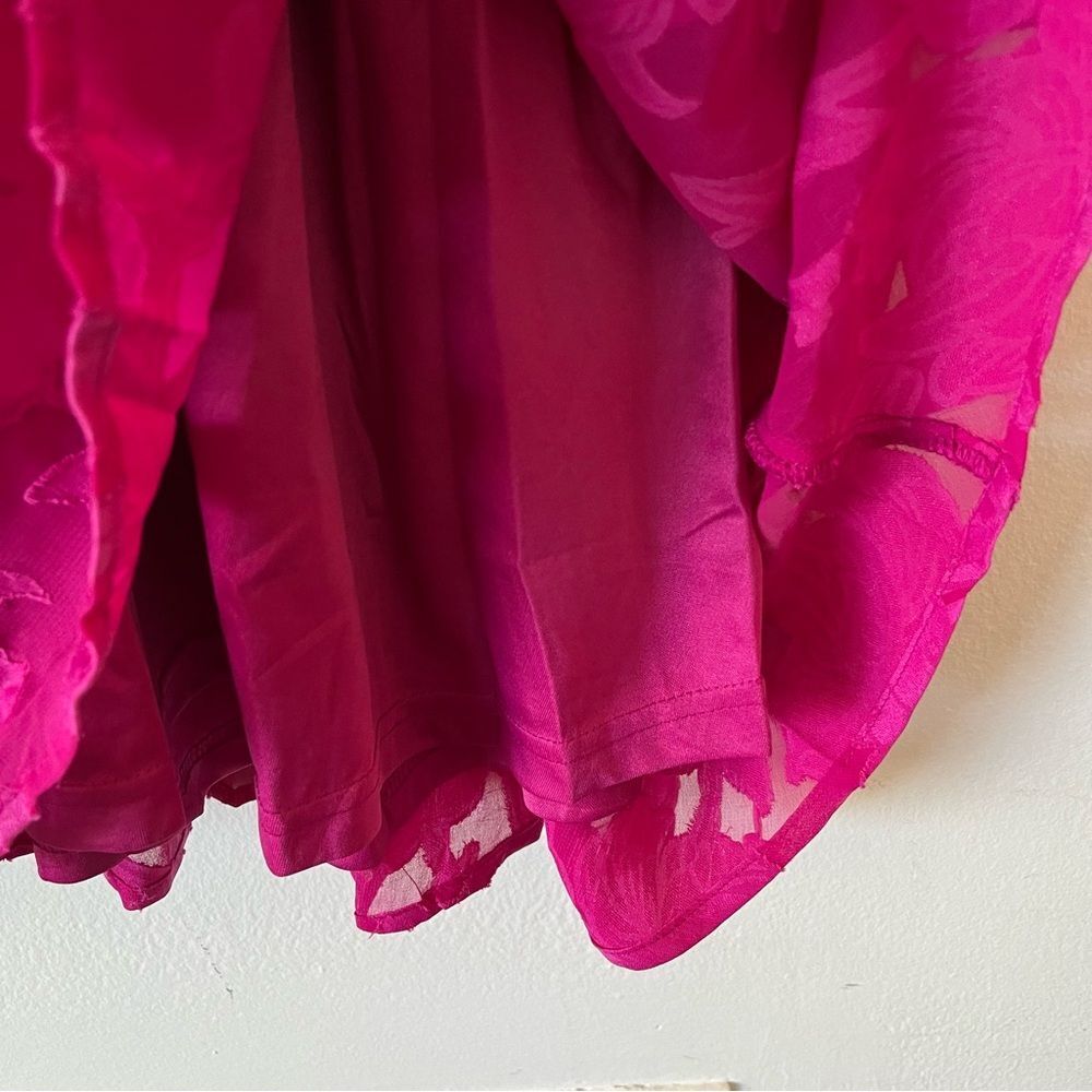 NWT B.O.G. Collective Kiss Me Fuschia Peplum Ruffle Tie Mini Dress Size large - Picture 10 of 16